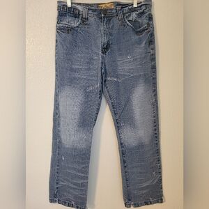 Indigo Thirty (Indigo 30) Straight Leg Y2K Jeans, 34x32 Embroidered,  100 Cotton